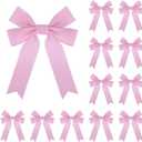 Meseey 12 Pcs Baby Pink Velvet Ribbon Bow Christmas Wreath Bows for Garland Gift Wrapping Indoor Outdoor Christmas Parties Decorations
