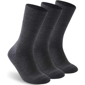 Facool Diabetic Socks for Men Women, Merino Wool Non-Binding Top Crew Socks with Cushion Sole, Seamless Toe 3 Pairs (X-Large, Dark Grey X 3)