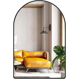 24x36 Inch Premium Black Arched Mirror Shatter Resistant No Distortion Luxe Brushed Metal Frame Arch Mirror for Bathroom Vanity Modern Wall Decor (36"L x 24"W)