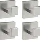 Brushed Nickel Hand Towel Hook 4-Pack, Geometric Series - Stainless Steel Towel Hooks for Bathrooms, Modern Wall Mount Bath Towel Holder with Industrial SUS304 Core