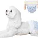 Ambreview Dog Diapers Female, Disposable Pulled Up Dog Diaper with Stretchy Waist, Super Absorbent 360° Leak-Proof Doggie Diapers for Female Puppy Dogs in Heat/Urinary Incontinence (30M) (M(Waist 11.8"-19.7"))