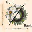 Spring Wreath for Front Door - 24 Inch White Flower With Artificial Sunflower, Peony, Rose - Mixed Faux Floral Spring Summer Decoration for Home Indoor Outdoor Door Wall