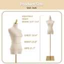 Velvet Cover Mannequin Torso Dress Form, Velvet Surface Fits Safety Pins, Inner Plastic Core Non-Pinnable, Height Adjustable Golden Stand, Perfect for Retail, Boutiques & Sewing Room Garment Display, Female