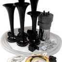Dixie Air Horn Black - Dixieland Premium Full 12 Note Version with Installation Wire Kit and Button