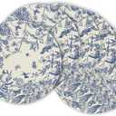 Artoid Mode Watercolor Monochrome Sketch Birds and Flowers Spring Round Placemats Set of 6, 14 Inch Summer Round Table Mats for Dining Decoration (Blue)