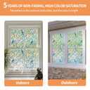 Window Privacy Film Stain Glass Window Film Rainbow Window Film Window clings Non-Adhesive Reusable Decorative for Room (Colorful Birds on Vines, 17.5 X 157.4 in)