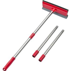 DSV Standard Window Squeegee, 2-in-1 Window Cleaner with 55" Extension Poles, Window Washing Kit, Glass Door Cleaner, Multi-Use Car Windshield Cleaning Tool with Long Handle for High Outdoor Windows