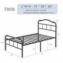 BOSRII Twin XL Metal Bed Frame 18 Inch High with Iron Headboard Heavy Duty