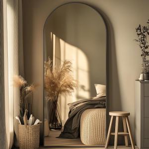 71"x28" Arched Full Length Mirror, Standing Floor Mirror, Black