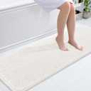 OLANLY Bathroom Runner Rugs 59x20, Extra Soft Absorbent Chenille Bath Rugs, Rubber Backing Quick Dry, Machine Washable Long Bath Mats for Bathroom Floor, Tub and Shower, Home Decor Accessories, Ivory
