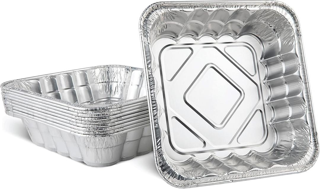 PLASTICPRO Disposable 10'' X 10'' X 3'' Inch Square Aluminum Tin Foil Baking Pans Bakeware - Cookware Perfect for Baking Cakes, Breads, Brownies, Bread, Meatloaf, Lasagna, Pack of 10