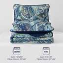 DJY Navy Gold Paisley Quilt Set California King Size - Boho Bedspread Coverlet Set 3 Pieces, Soft Lightweight Microfiber Navy Blue Paisley Floral Pattern Bedding for All Season, 112"x96"