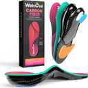 Carbon Fiber Insoles with Arch Support, Achilles Tendonitis Relief Insoles for Men & Women with Extra Heel Cushion for Heel Pain, Plantar Fasciitis Relief - Women 6-6.5|Men 4-4.5-Size XS