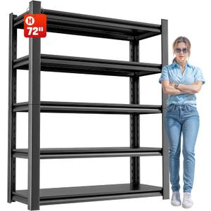 Storage Shelves Garage Shelving Heavy Duty - 72''H Garage Shelves Adjustable 5 Tier Metal Shelving Unit Storage Rack Industrial Shelving Utility Shelf for Garage 16" D x36 W x72 H