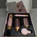 5 in 1 Blow Dryer Brush Set, Upgrade Hair Dryer & Blow Dryer Brush & Air Curling Wrap & Paddle Brush, Detachable Hot Air Brush Styling Tools, High Speed Travel Hair Volumizer Straightener Curler Pink