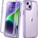 Diaclara Designed for iPhone 14 Case, Full Body Rugged Case with Built-in Touch Sensitive Anti-Scratch Screen Protector, with Camera Lens Protector (Clear Purple)