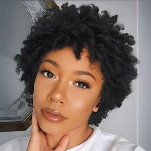 MOONSHOW Short Dreadlock Wig Black Short Braided Wigs for Black Women Faux Locs Hair Wig Afro Curly Kinky Twist Braided Wigs Synthetic 1B Dreads Wigs for Black Women (Natural Black)
