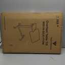 Vaunn Medical Pneumatic Adjustable Tilt Overbed Bedside Table with Wheels for Hospital and Home Use