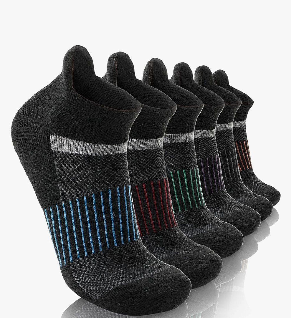 6 Pairs Merino Wool Ankle Running Hiking Socks Compression Support Breathable Thick Cushion No Show Socks for Women Men M