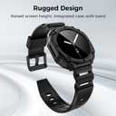 Goton Rugged Band for Samsung Galaxy Watch 8 Ultra Case with Band & Screen Protector for Galaxy Watch 8 Ultra Soft Strap with Rugged Protective Cover for Men - Black