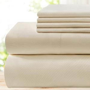 BYSURE 6 Pieces Bed Sheets Set(King, Cream/Beige) - Hotel Luxury Super Soft 1800 Thread Count 100% Microfiber Sheets with Deep Pockets, Wrinkle & Fade Resistant