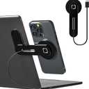 Laptop Phone Holder, 15W Fast Wireless Charger, Magnetic iPhone 12/13/14/15 Series Holder, Modern Minimalist Black Aluminum Monitor Clamp