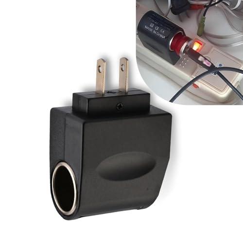 yorpyep AC to DC Converter, 220 V to 12 V Wall Cigarette Lighter Conversion Plug Adapter, High Temperature Resistant Plug and Play Interior Accessories, for Most Cars Trucks Power Inverters (Black)