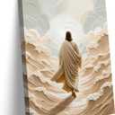 Jesus Walking On Water Canvas Wall Art I Will Walk With Christ Picture Wall Decor Jesus Walking On Water Back Poster Print Painting for Living Room Bedroom Church Decoration Prepare To Hang