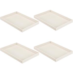 Quelay 4 Pcs Stackable Jewelry Tray Jewelry Organizer Tray Showcase Display Empty Plate Bracelet Ring Earring Organizer (Beige)