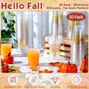 Yaomiao 50 Pcs 12 oz Fall Thanksgiving Plastic Cups Bulk Disposable Fall Cups Clear Pumpkin Maple Leaves Drinking Decorations for Harvest Autumn Thanksgiving Birthday Party Supplies