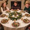 Christmas Snowflake Placemats Set of 4 Scalloped Let it Sonw Cotton Linen Placemats 13.5 Inch Embroidery Winter Table Mats for Christmas Xmas Party Supplies Home Kitchen Dining Table Decorations