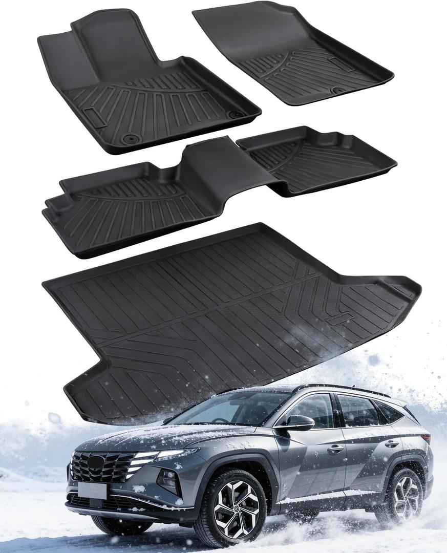 Floor Mats & Cargo Liner for 2022-2025 2026 Hyundai Tucson (Gas Models Only).All-Weather TPE Floor Liners Full Set,Custom Fit for SE SEL Limited XRT,Not for Hybrid or PHEV