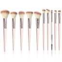 Makeup Brush Set, Premium Synthetic 10 PCS Makeup Brushes, Travel Makeup Brush Set with Soft Hairs, Makeup Brushes Set Professional for Blush, Eyeliner, Eyeshadow, Concealer, and Foundation (Pink)