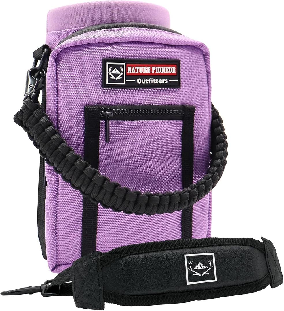 NATURE PIONEOR Water Bottle Holder with Strap 25 32 40 64 oz Insulated Water Bottle Carrier Sling Sleeve for Hiking,Outdoor Camping,Gym (Purple)