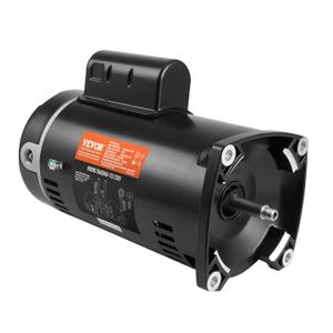VEVOR 1.5 HP Pool Pump Motor, 56Y Frame, 115V((12.8 Amps))/230V(6.4 Amps) 3450 RPM, 60Hz, 1.1 Service Factor, 90F/250V Capacitor, CCW Rotation Square Flange Replacement Motor