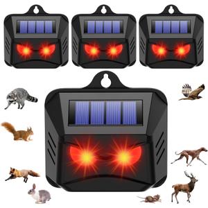 4 Pack Solar Nocturnal Animal Repeller Outdoor,Coyote Deterrent Skunk Repellent for Yard,Solar Predator Eyes Animal Deterrent, Predator Lights for Chicken Coop Deer Fox Skunk Racoon Garden Farm