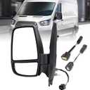 Driver Side Mirror,Mirror Assembly Compatible With 2015-2025 Ford Transit 150 250 350 350 HD,Transit Tow Power Glass,Towing Without Signal Light Non Heated,Black(Short Arm), Left Driver Side