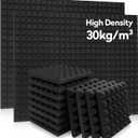 36 Pack AUSLET Acoustic Panels 12 x 12 x 2 Inches, Pyramid Sound Proof Foam Panels for Wall, High Density Black Acoustic Foam Panels,Soundproof Wall Panels