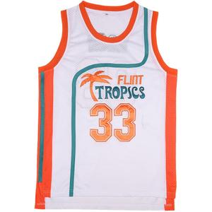 BOROLIN Mens Basketball Jersey #33 Jackie Moon Flint Tropics 90s Movie Shirts, Size M