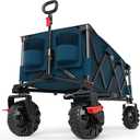 Timber Ridge 51.2" Extended Collapsible Wagon - Heavy-Duty Utility Cart with All-Terrain Wheels, Brakes & Cargo Net, 400L Capacity for Camping, Sports & Shopping, Blue
