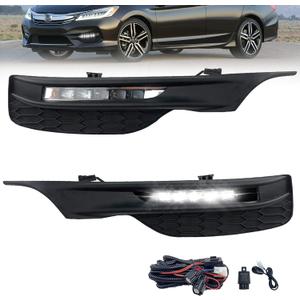 LED Fog Lights Compatible with 2016 2017 Honda Accord Sedan Front Bumper Fog Lamps with Switch and Wiring Harness- Clear Lens