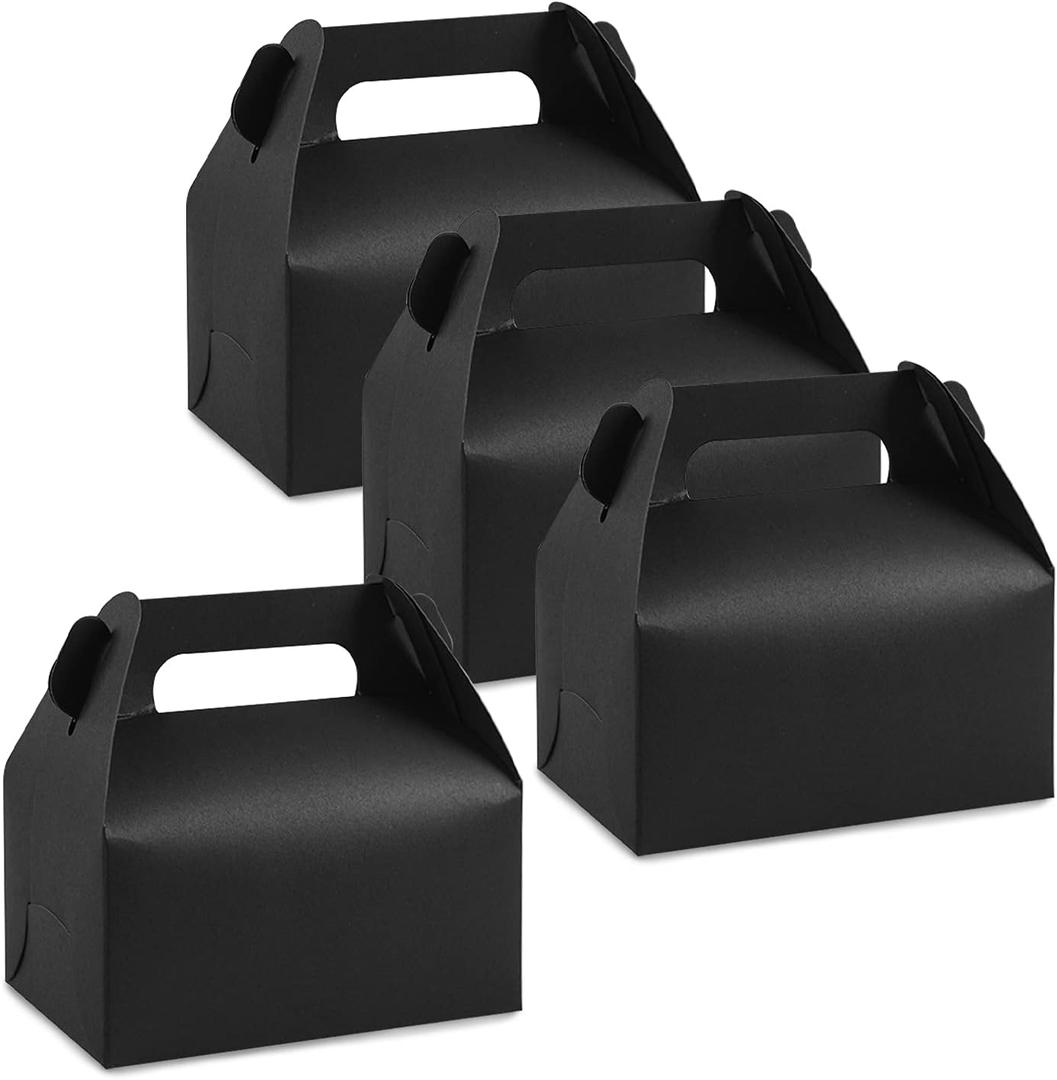 Lainrrew 30 Pcs Gable Candy Treat Boxes, Small Goodie Boxes Christmas Party Favor Boxes Kraft Paper Gift Box for Christmas Party Decorations Birthday Party Favors (Black)