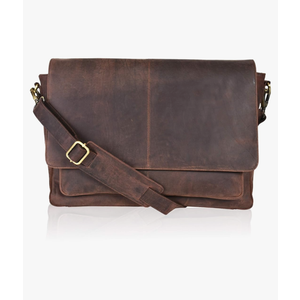 Oak Leathers Leather Messenger Bag for Men and Women - Laptop Briefcase Bag For College, Office, Adjustable Shoulder Strap