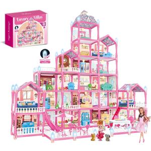 keefun Doll House for 3+ Year Old Building Toys for Girls, Big Pretend Play Dollhouse, Idea Birthday Gifts Toys for Girls Ages 3-8