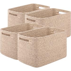 OIAHOMY 4 Pack Storage Baskets for Organizing 30L Cube Storage Bins Brown