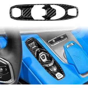 Carbon Fiber, Car Gear Shift Panel Cover, for C8 Center Console Frame Cover Decoration for Chevrolet Corvette C8 2020 2021 2022 2023, Black