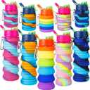 5 Pcs Collapsible Water Bottles 16 oz Portable Foldable Water Bottles Silicone Leak Proof Travel Water Bottle Reusable Sports Water Bottle with Metal Clip for Camping Hiking Travel(Mixed Color )