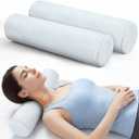 Novabright 2 Pack Cooling Neck Roll Pillow for Pain Relief Memory Foam Round Cylinder Bolster Cervical Round Support Pillow with Washable Breathable Cover for Sleeping(18 x 4 Inch)