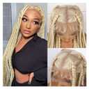 Lady Miranda Full Lace Jumbo Braided Wigs for Black Women Knotless Box Braid Wig with Baby Hair 32" Glueless Wigs Jumbo Box Braids Lace Front Synthetic Wig (Blonde)