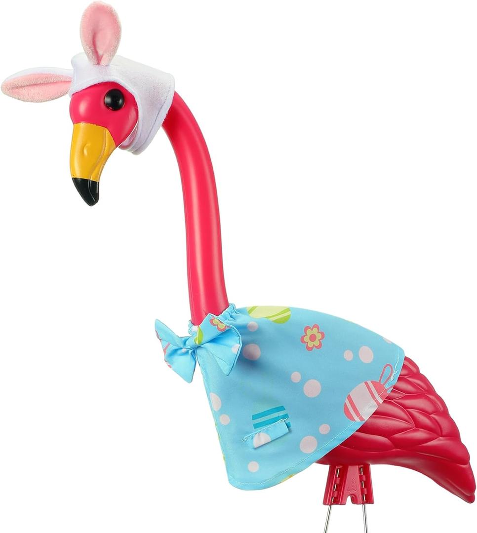 Easter Flamingo Outfits Porch Flamingo Costume Bunny Eggs Statue Clothes Goose Easter Yard Ornaments Fit for 31 Inch Flamingo Statue Outdoor Lawn Garden Decor Statue Not Included (Bunny Eggs)